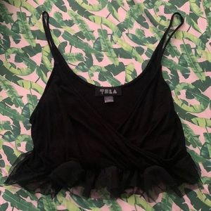 Super cute fringed crop top with low cut